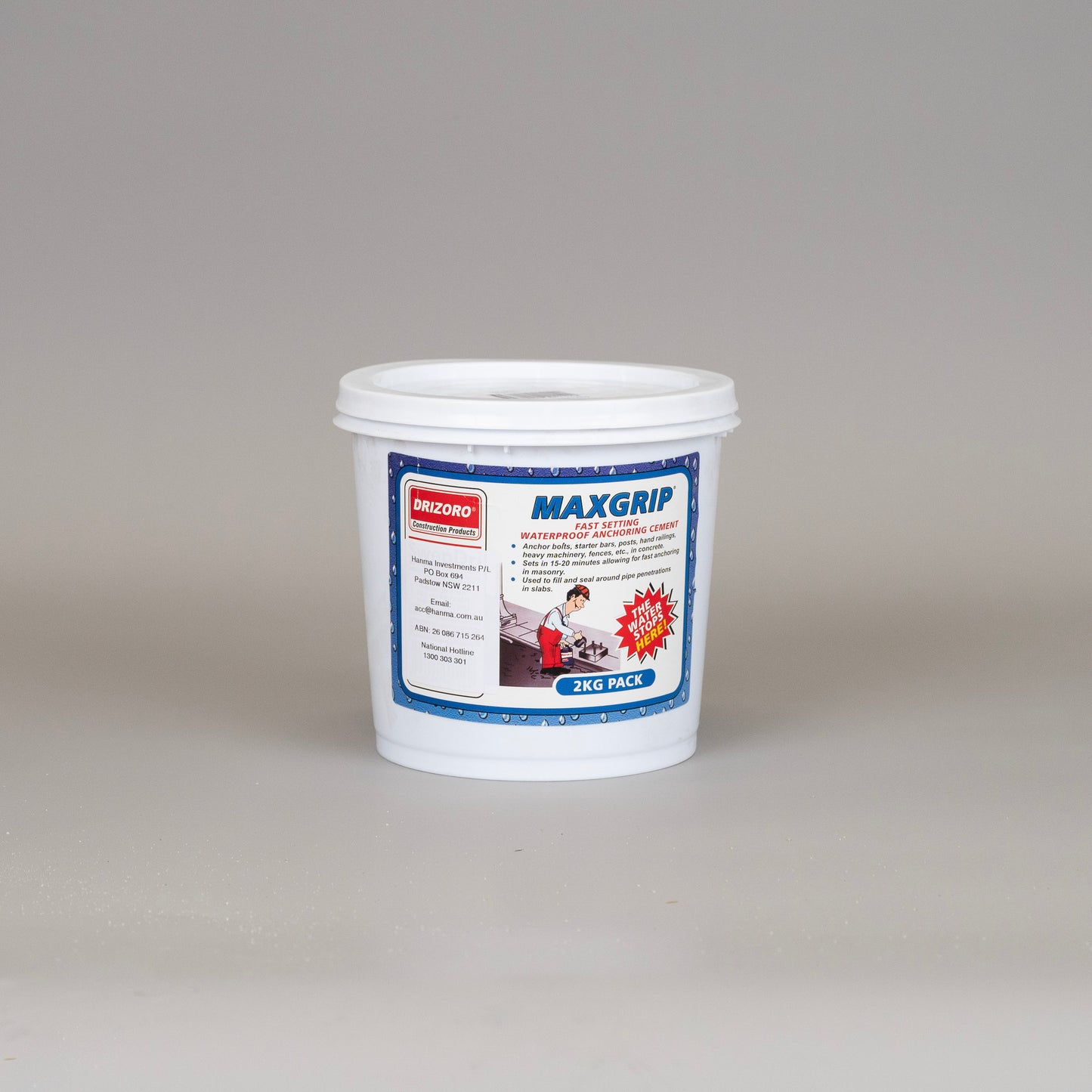"DRIZORO MAXGRIP 2KG fast-setting non-shrink mortar for anchoring and repairs"