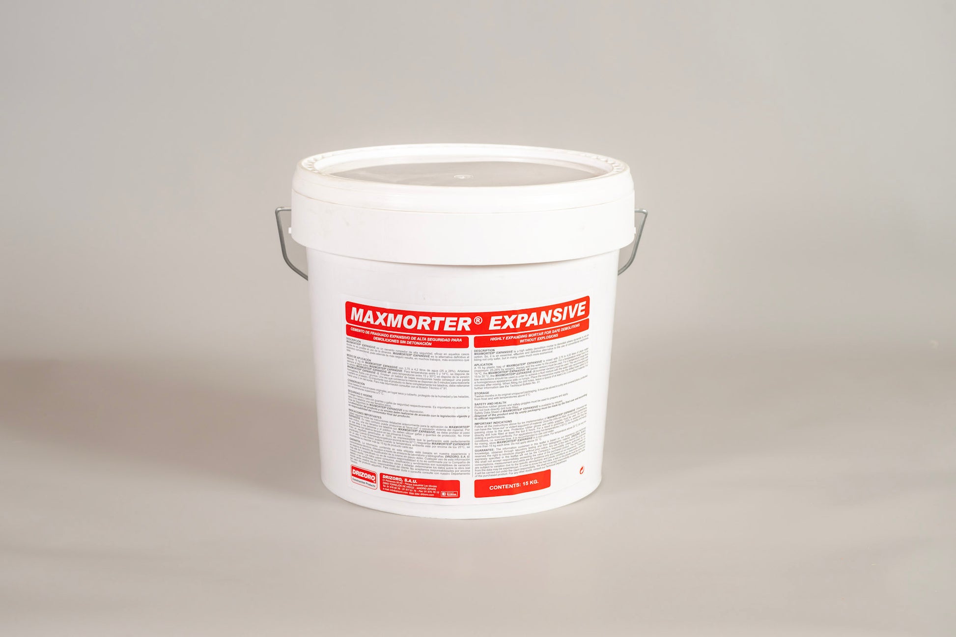 DRIZORO MAXMORTER EXPANSIVE 15KG non-explosive demolition mortar for cracking concrete, rock, and stone